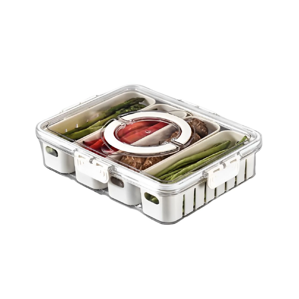 S&T - Organizador de Alimentos de 4 compartimientos FB-01 Blanco+transparent