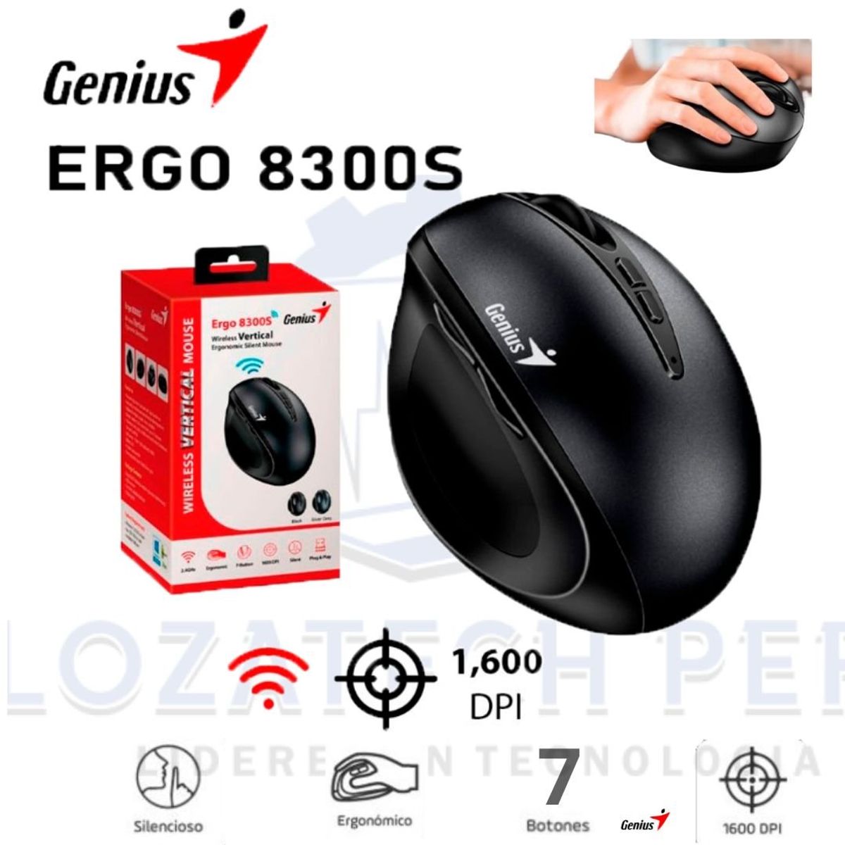 GENIUS - Mouse Genius Ergo 8300s Vertical Black