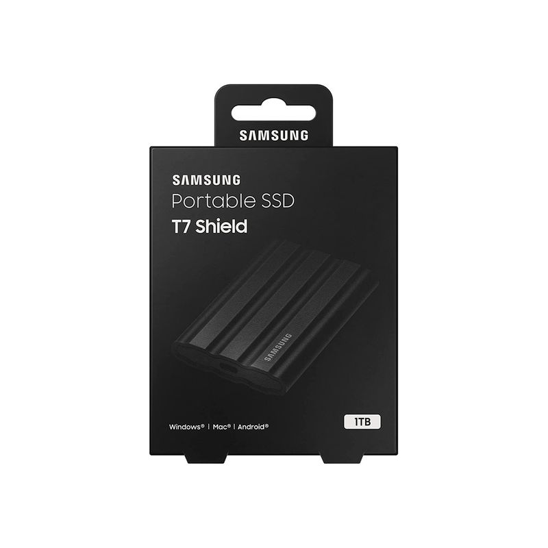 SAMSUNG - DISCO SOLIDO PORTATIL SAMSUNG T7 SHIELD 1TB ULTRA VELOZ NEGRO 1K