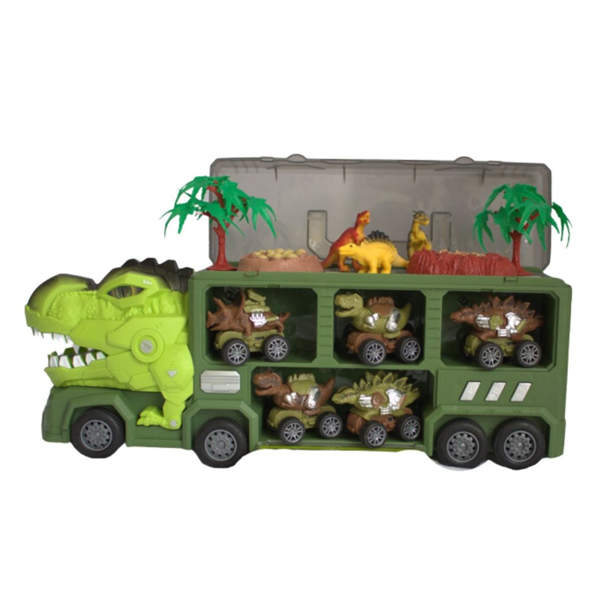 GENERICO - DINOSAURIO CARRO TRANSPORTADOR CON ACCESORIOS