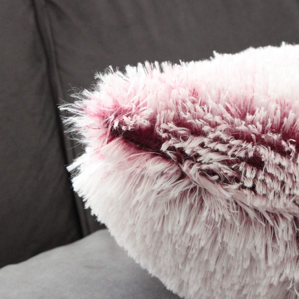 GENERICO - Cojín de Peluche Pelo Largo 40x40cm Guinda Jaspeado