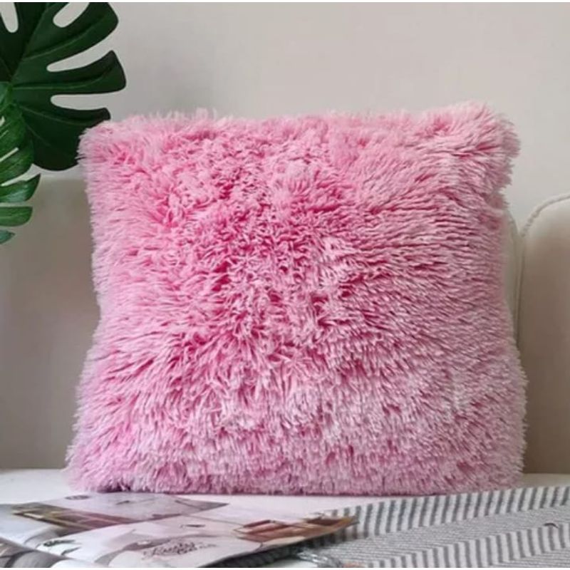 GENERICO - Cojín de Peluche Pelo Largo 40x40cm Rosado Jaspeado
