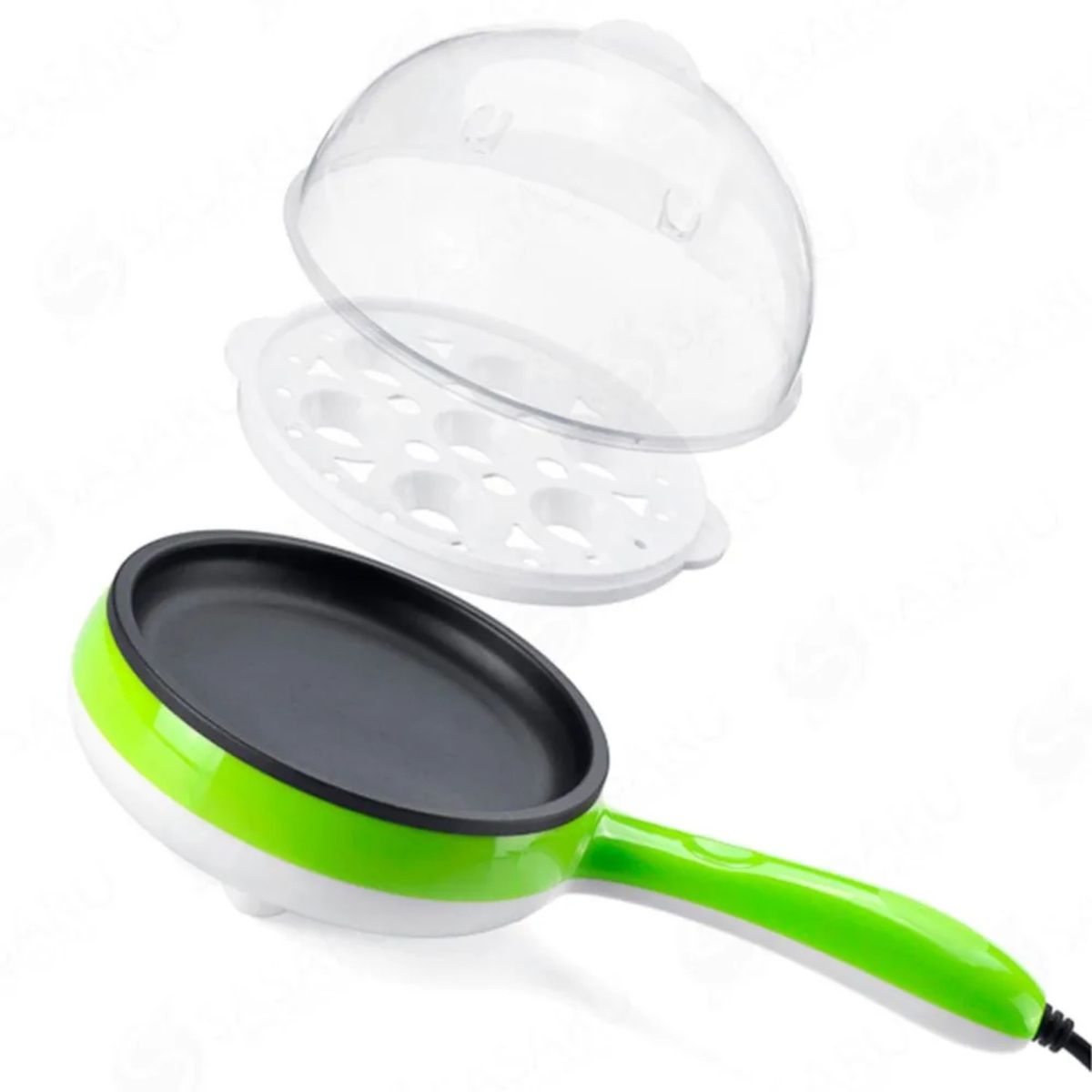 GENERICO - Hervidor Y Sarten Freidor De Huevos y Carne Eléctrico  2 en 1 Verde