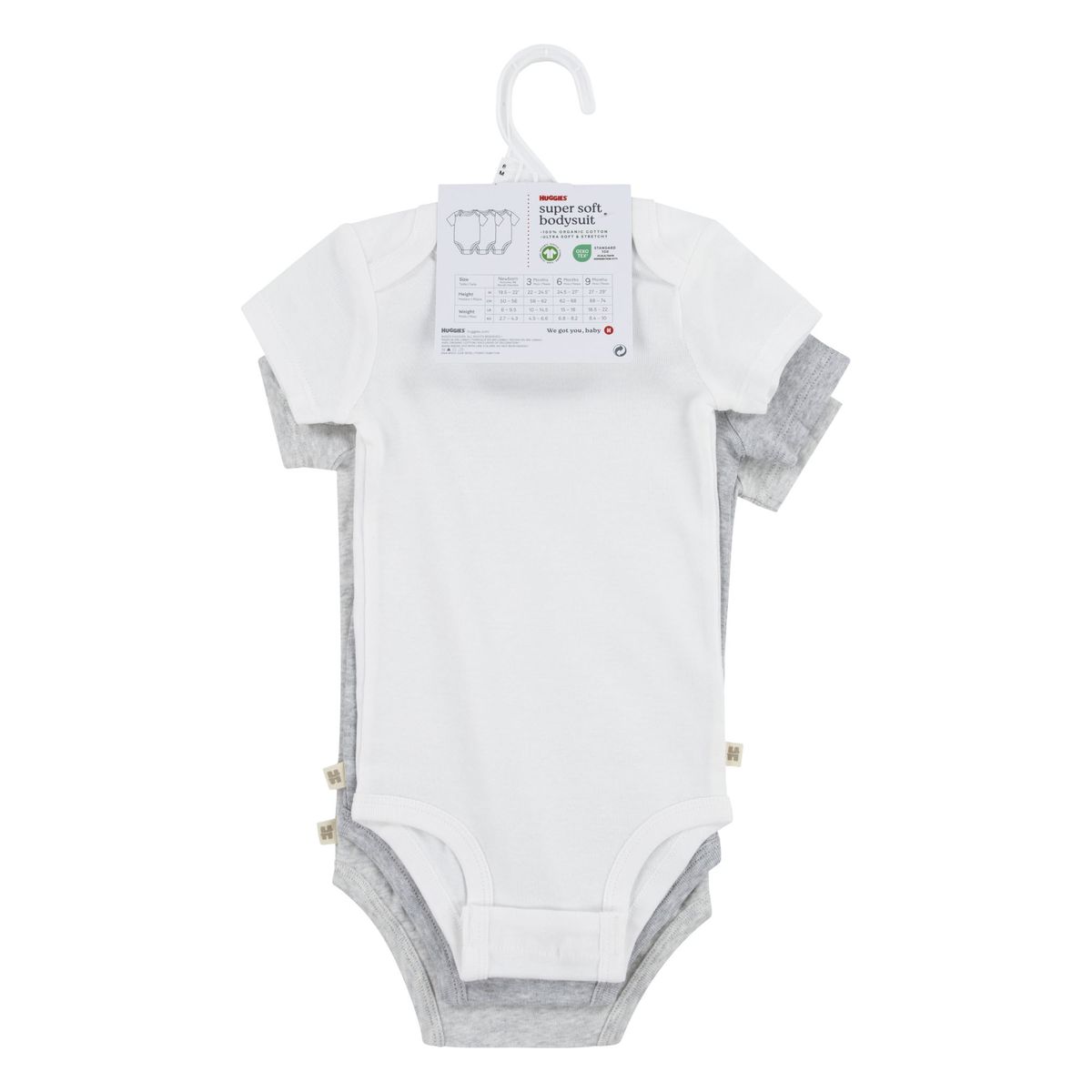 HUGGIES - Ropa de Bebé Pack de 3 Bodies Huggies Niño Gris Jaspeado