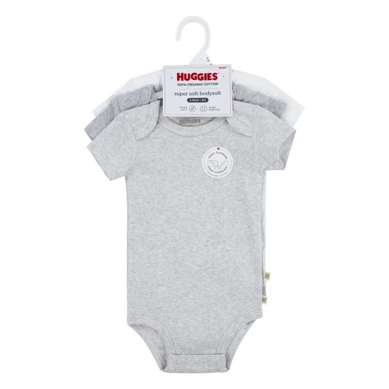 HUGGIES - Ropa de Bebé Pack de 3 Bodies Huggies Niño Gris Jaspeado