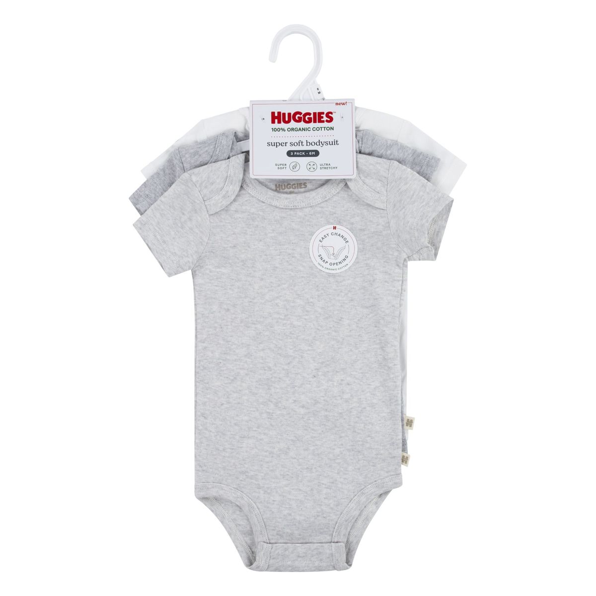 HUGGIES - Ropa de Bebé Pack de 3 Bodies Huggies Niño Gris Jaspeado