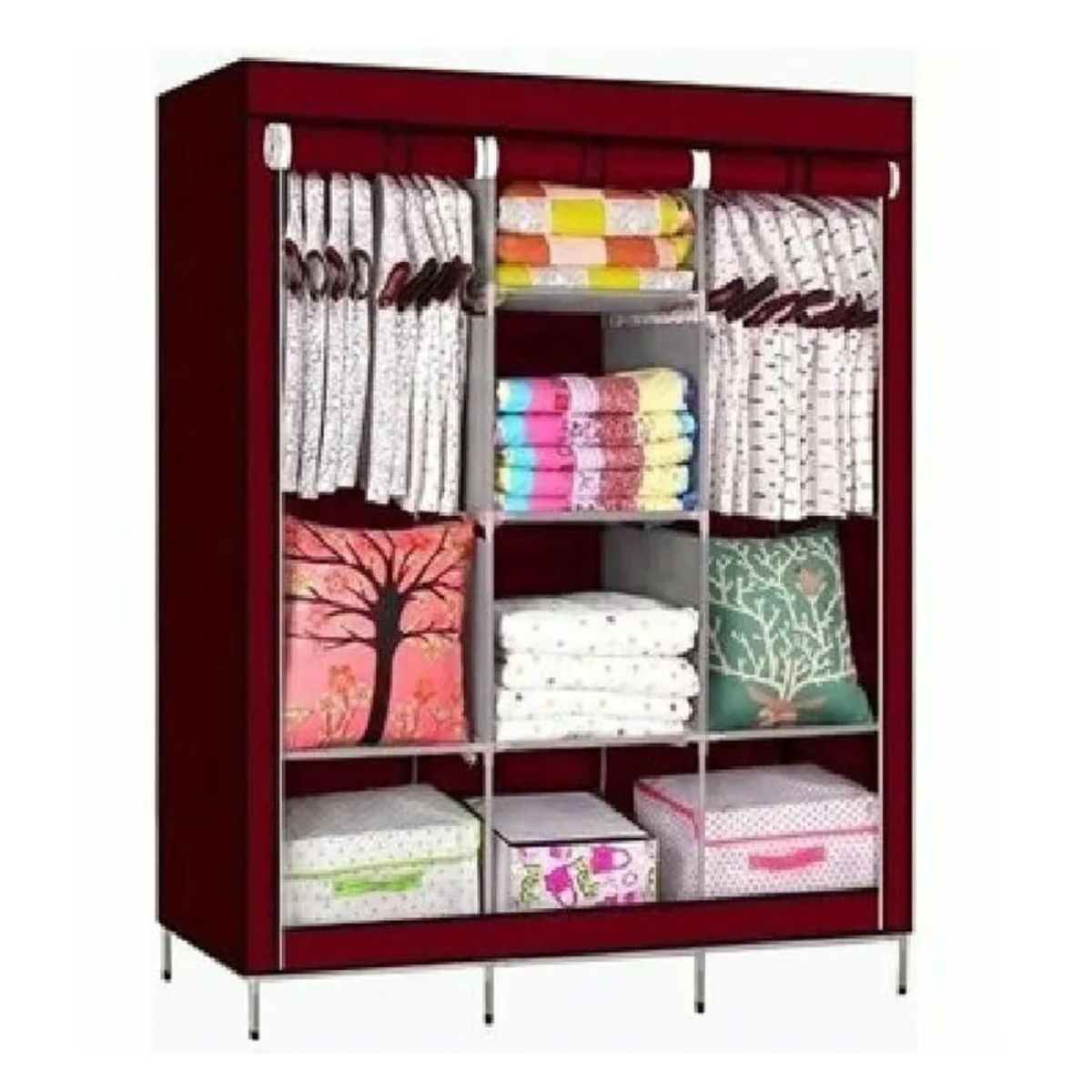 GENERICO - Ropero Perchero Organizador Armario Closet 3 Cuerpos Funda Vino