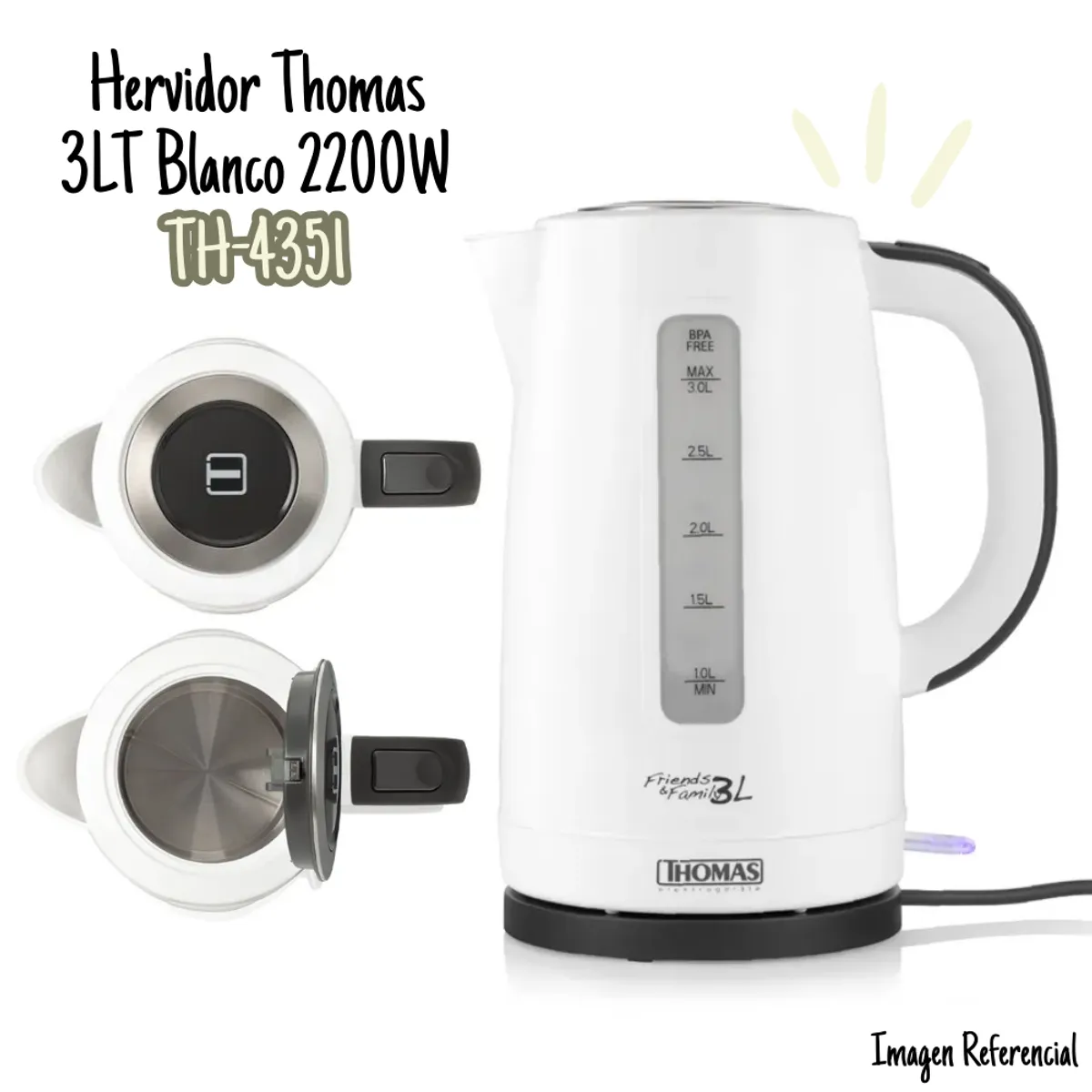 THOMAS - Hervidor Electrico Thomas 3 litros TH-4351
