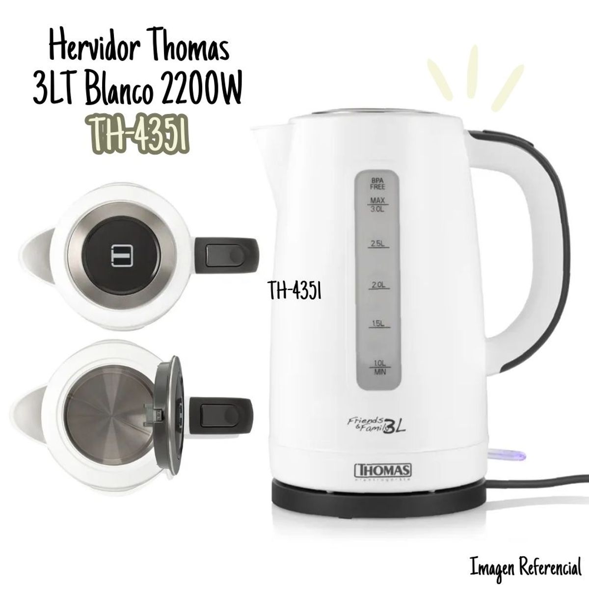 THOMAS - Hervidor Electrico Thomas 3 litros TH-4351