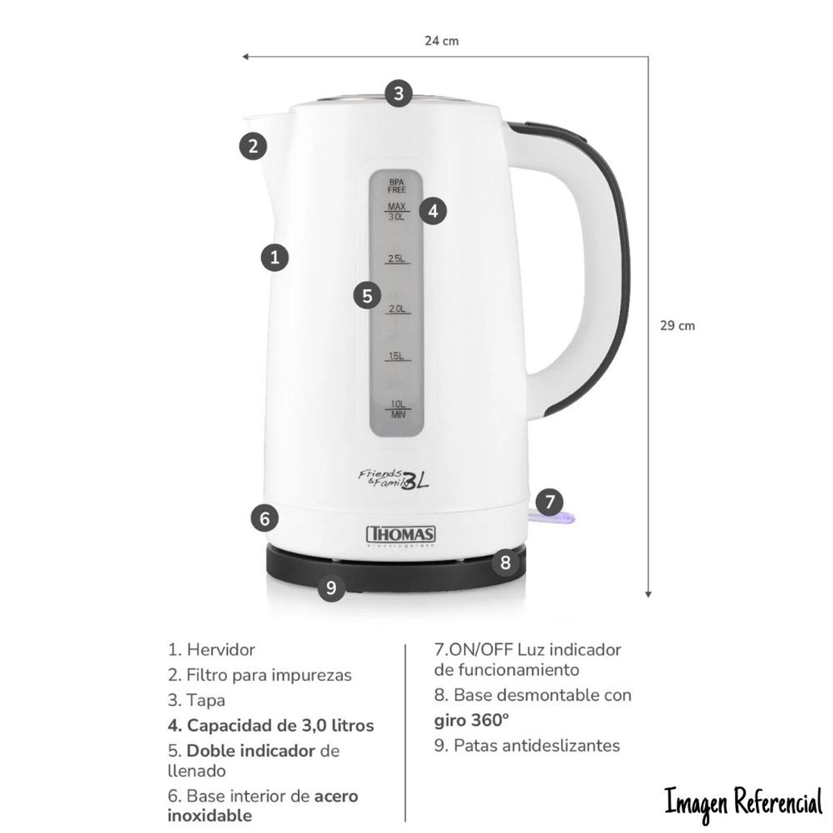 THOMAS - Hervidor Electrico Thomas 3 litros TH-4351