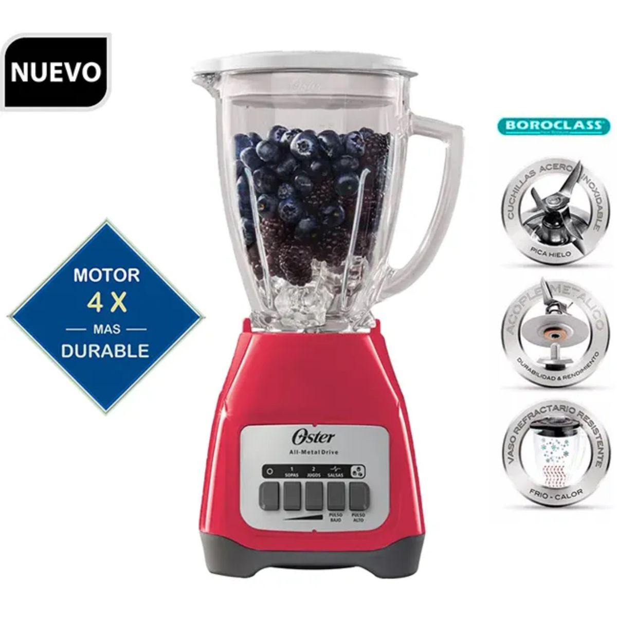 OSTER - Licuadora Oster 2 velocidades 1.5 lt Sandia BLSTKAG-MPB