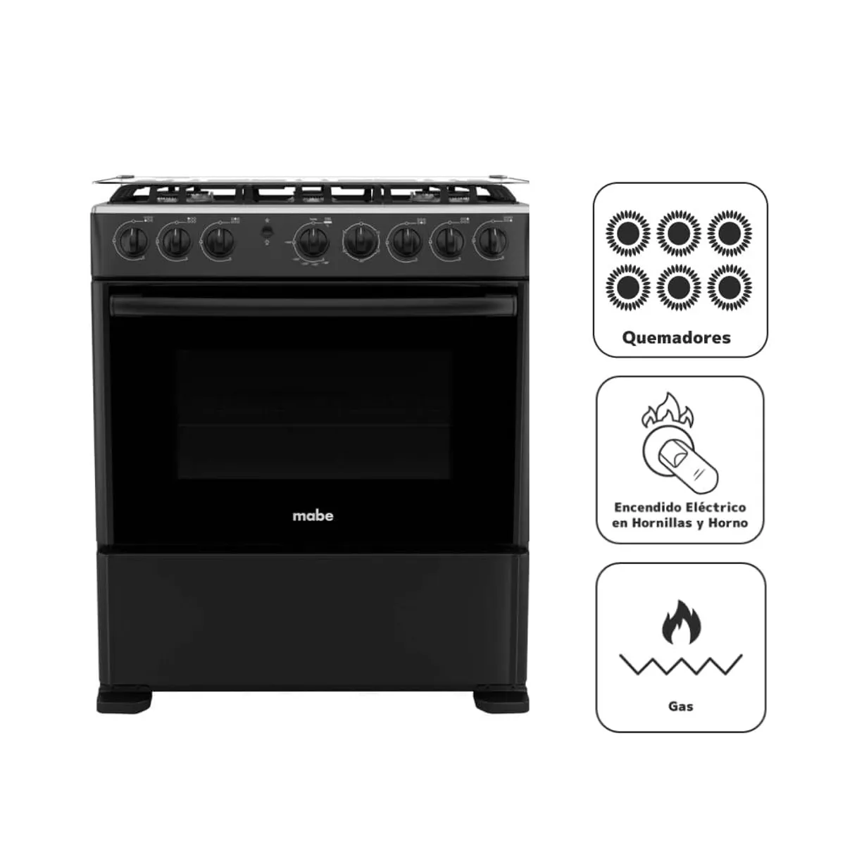 MABE - Cocina de Piso a Gas 76 cm Negro Mabe CMP3020FN0