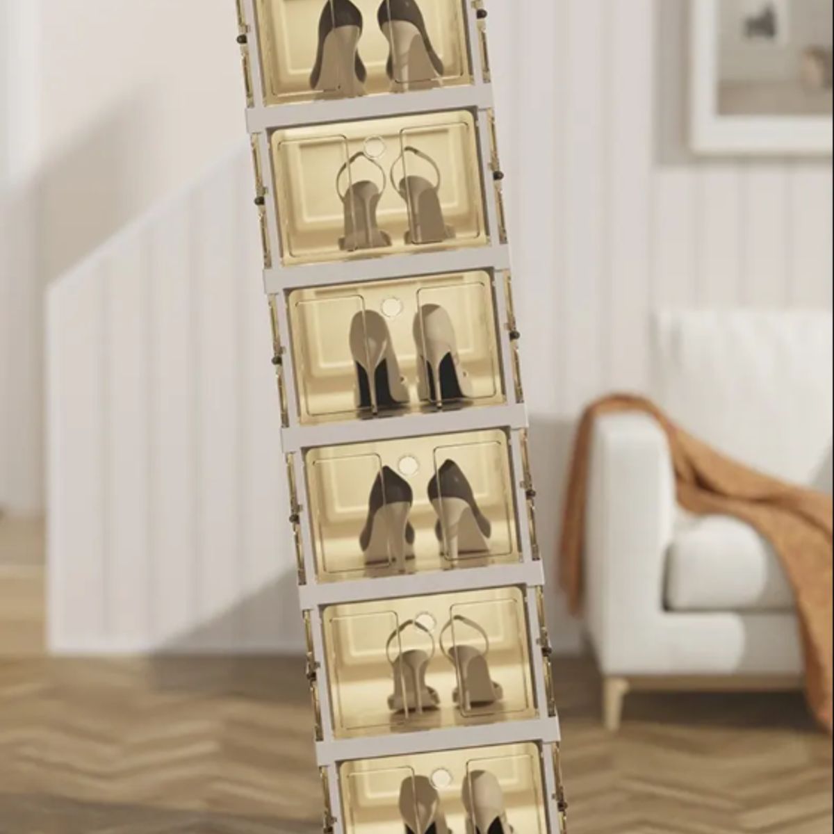 GENERICO - Zapatero Plegable Transparente de 6 Niveles