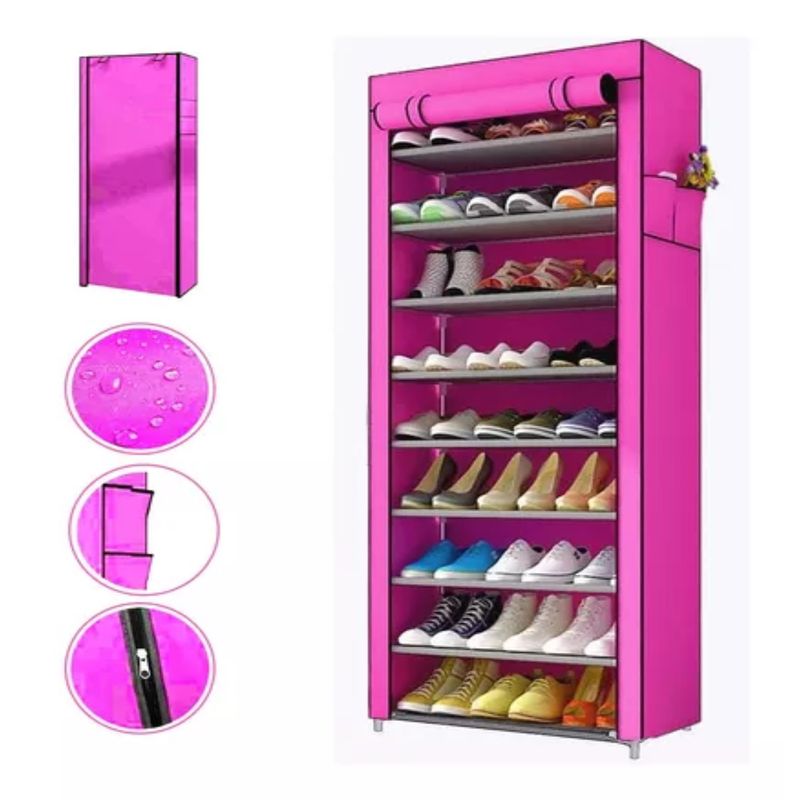 GENERICO - Estante Organizador  Zapatera 7 Niveles 2 Cuerpos + Perchero Blanco
