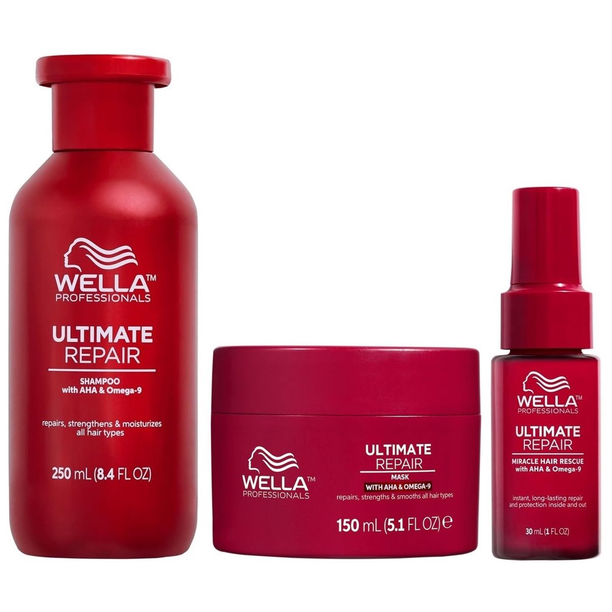 WELLA - Shampoo 250ml+ Mascarilla+ Miracle 30ml Wella Ultimate Repair