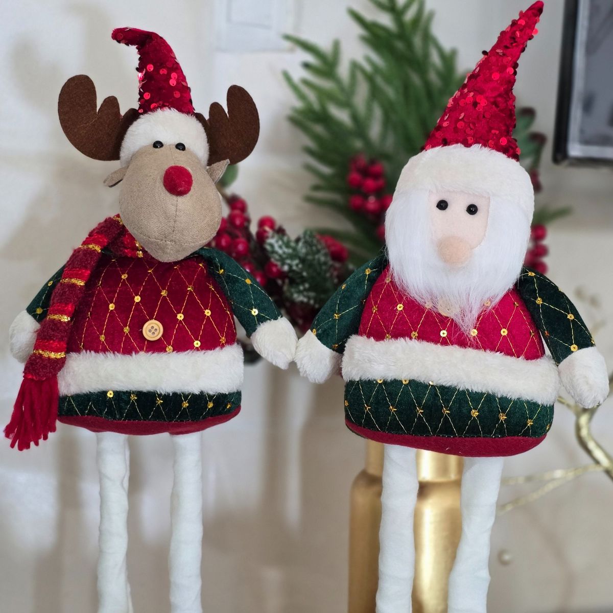 GENERICO - DOS MUÑECOS PATILARGOS NAVIDEÑOS