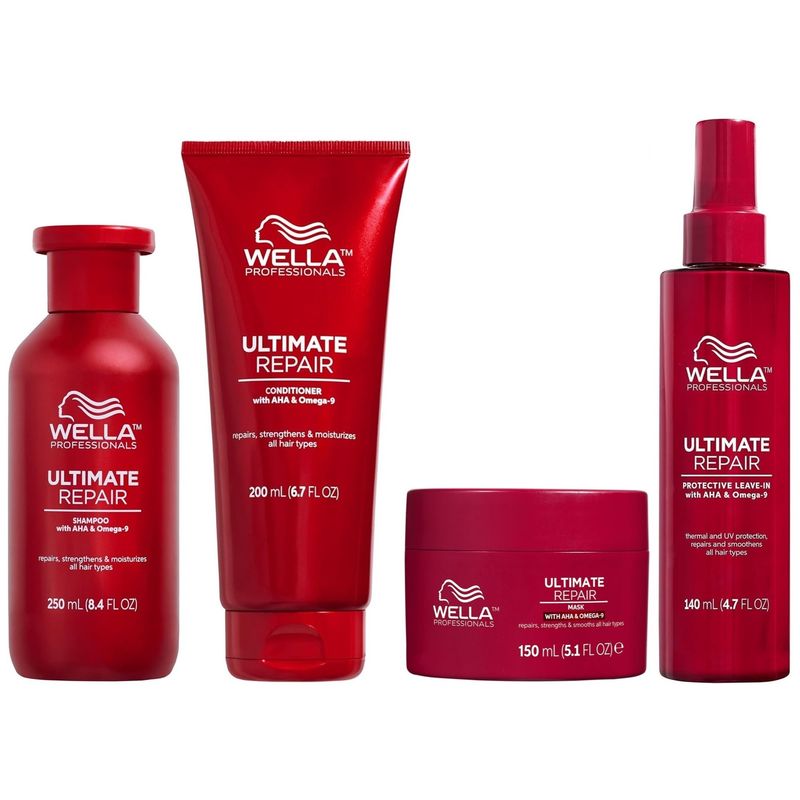 WELLA - Shampoo 250ml+ Acondicionador Mascarilla Spray Wella Ultimate Repair