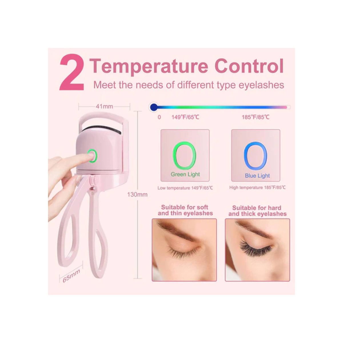 GENERICO - Rizador De Pestañas Térmico Eléctrico recargable USB Rosado