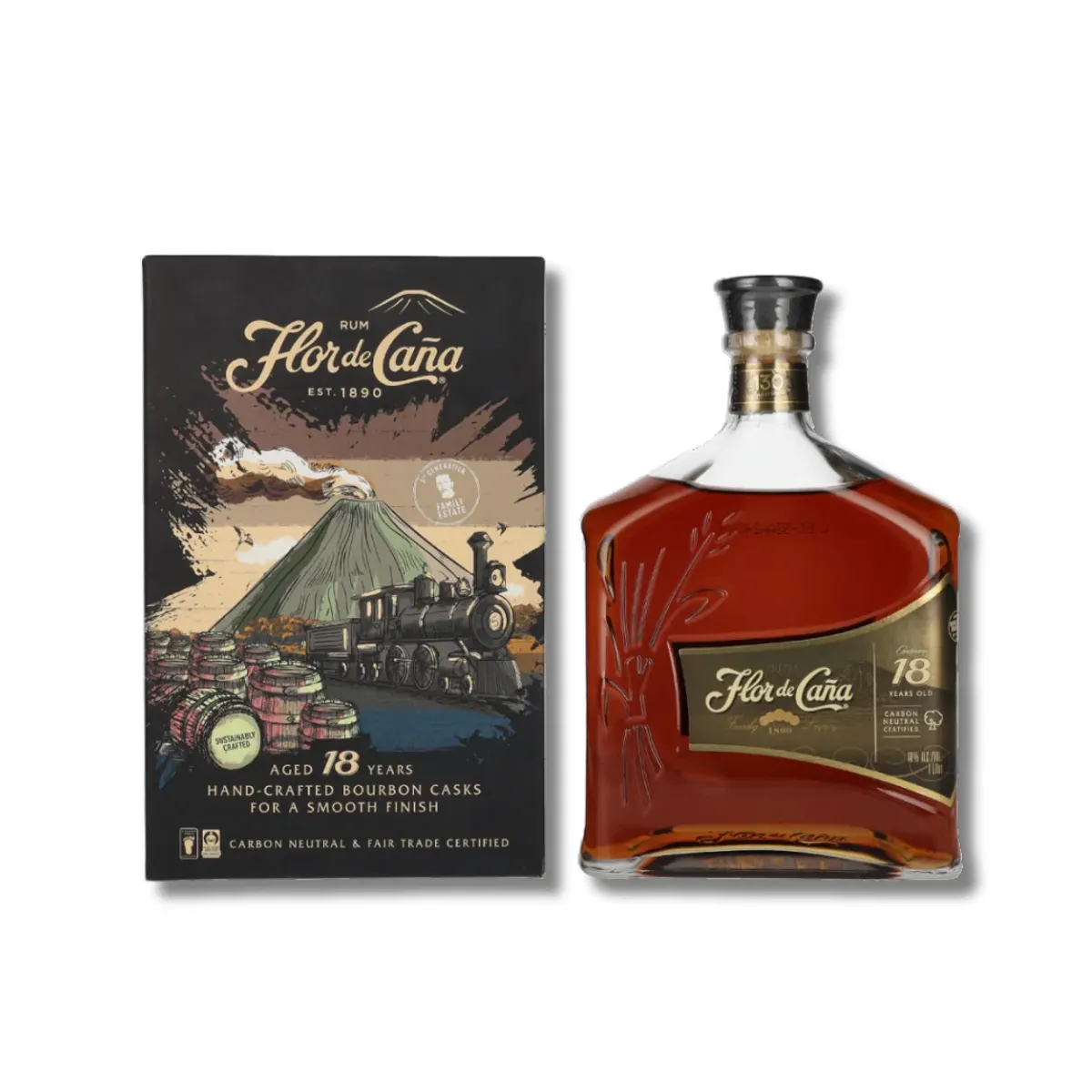 FLOR DE CAÑA - Ron Flor de Caña 18 años 750ml con estuche