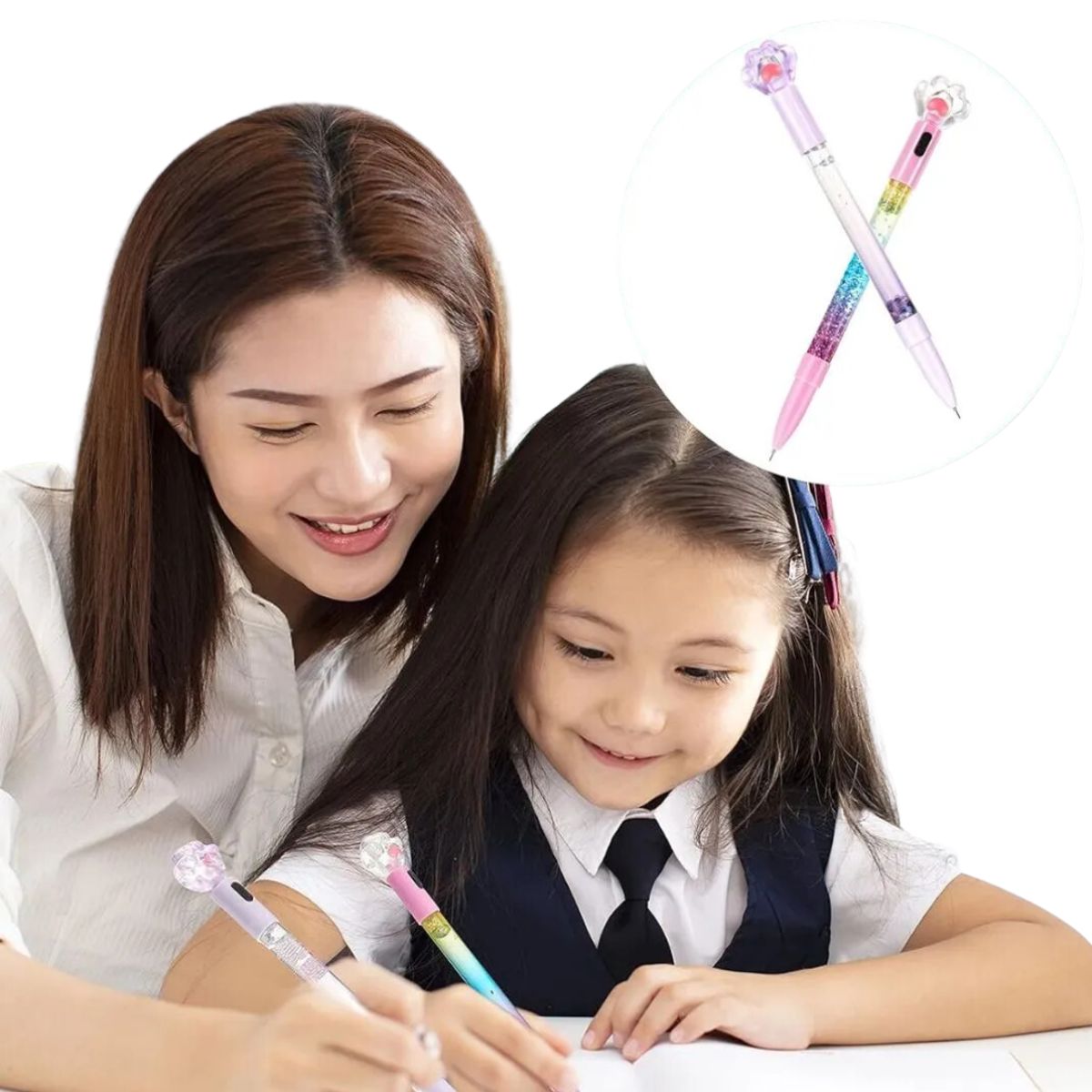 GENERICO - Pack De 4 Und Lapiceros Lluvia Glitter Kawaii