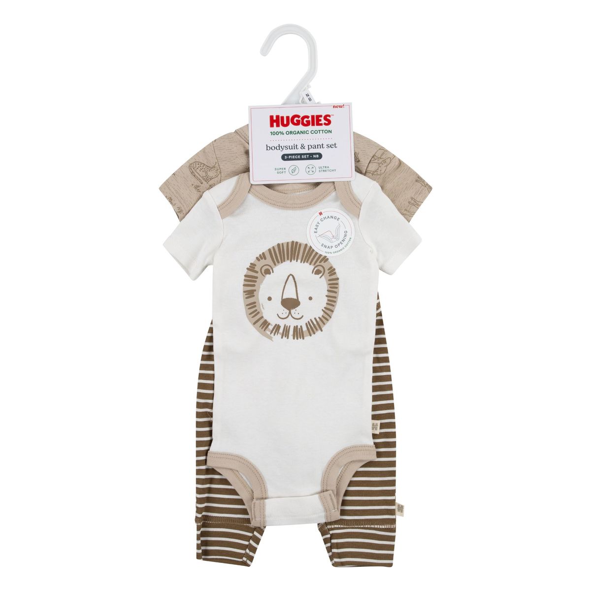 HUGGIES - Ropa de Bebé Huggies Conjunto 2 Bodies y Pantalón Niño Marrón Sabana