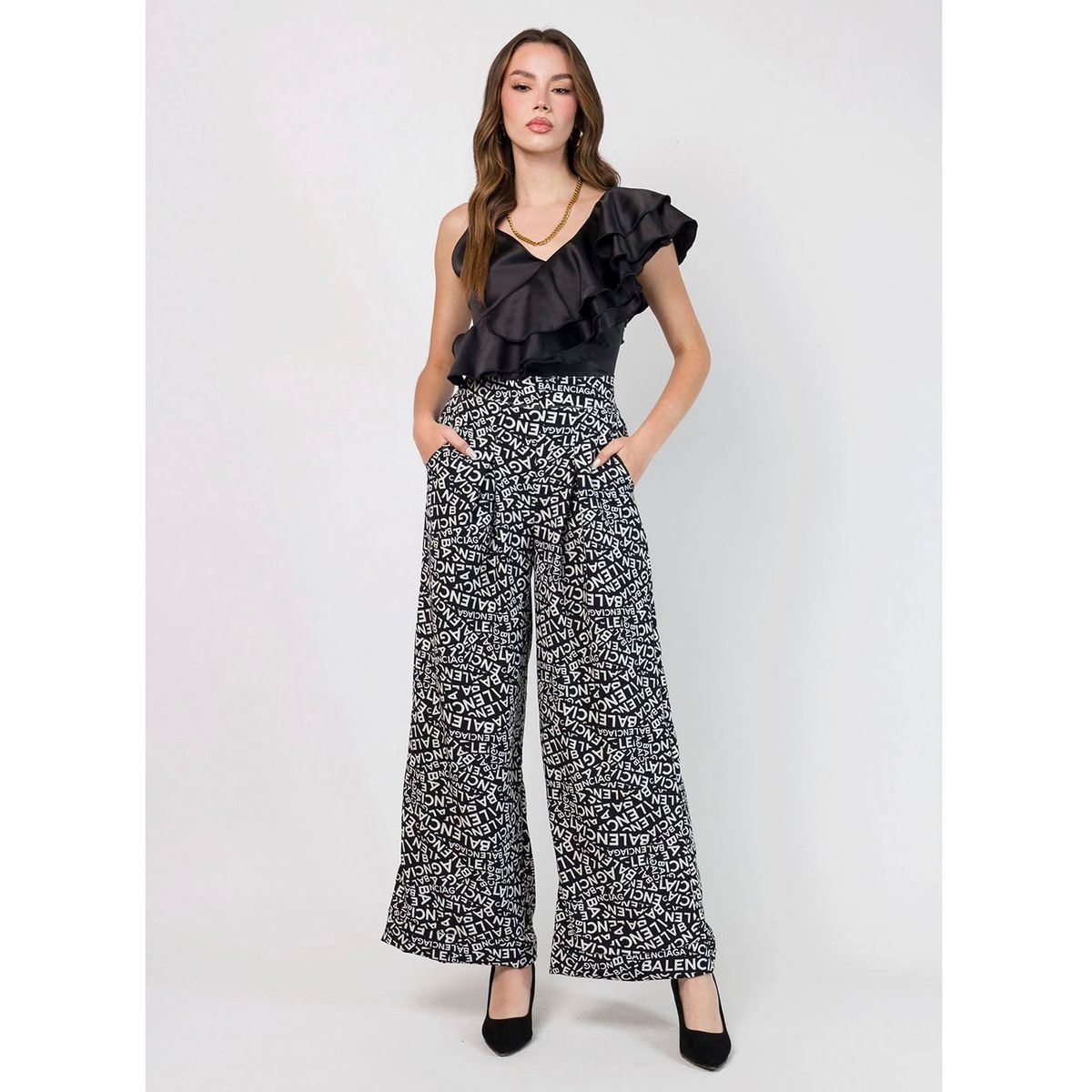 DOLCATTA - Pantalón Palazzo Balenciaga - Black Color - Dolcatta