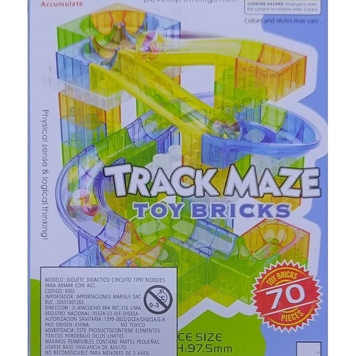 GENERICO - Laberinto Armable de Bloques con Canicas - 70 Piezas
