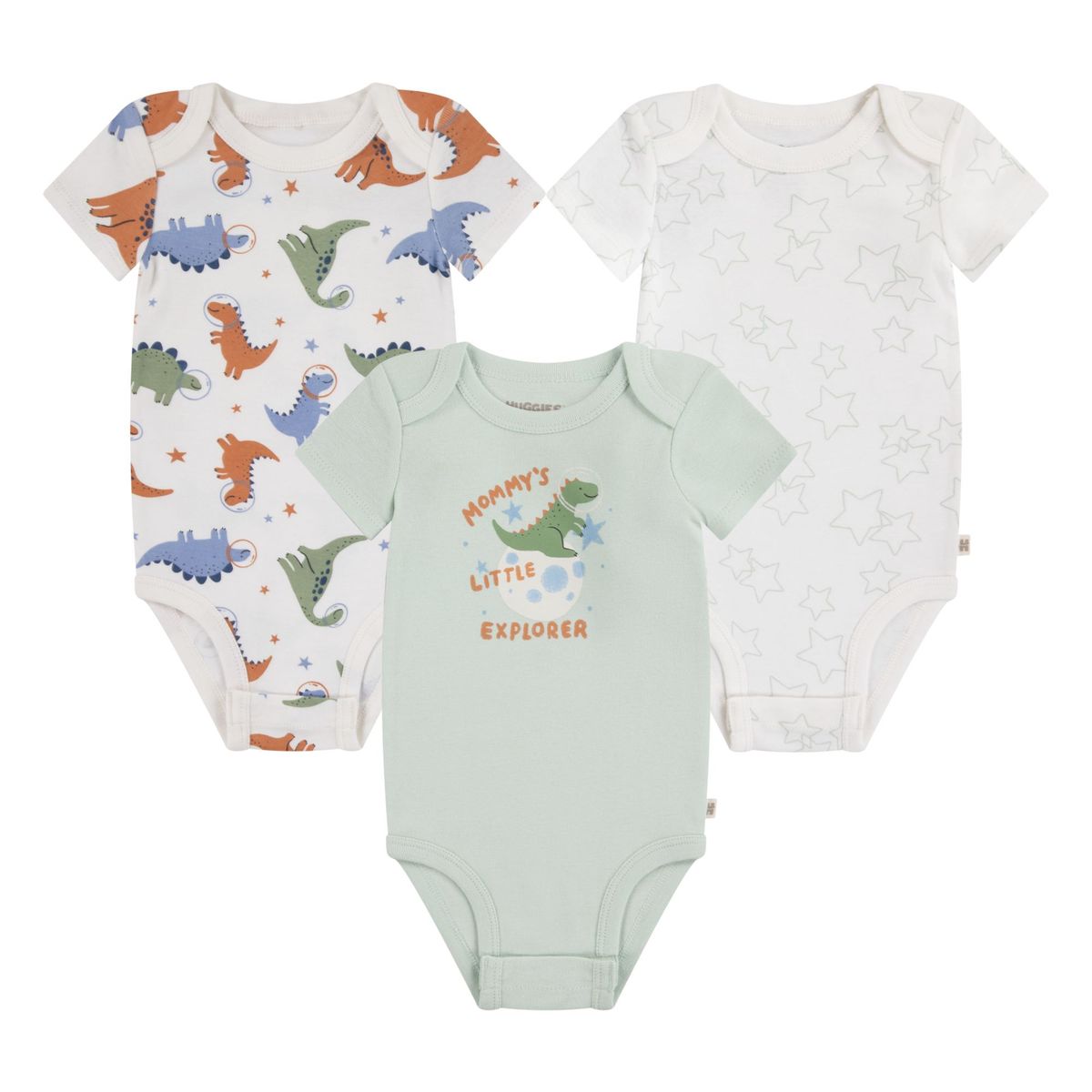 HUGGIES - Ropa de Bebé Huggies Pack de 3 Bodies Niño Verde Jurásico