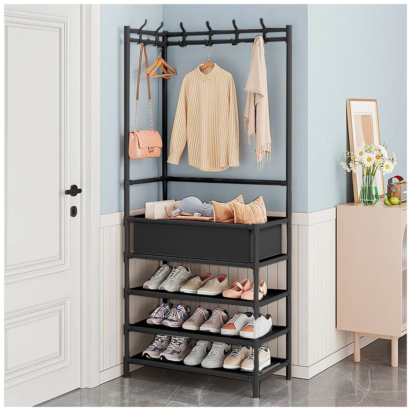 GENERICO - CLOSET ESQUINERO ORGANIZADOR PERCHERO ESTANTE NEGRO