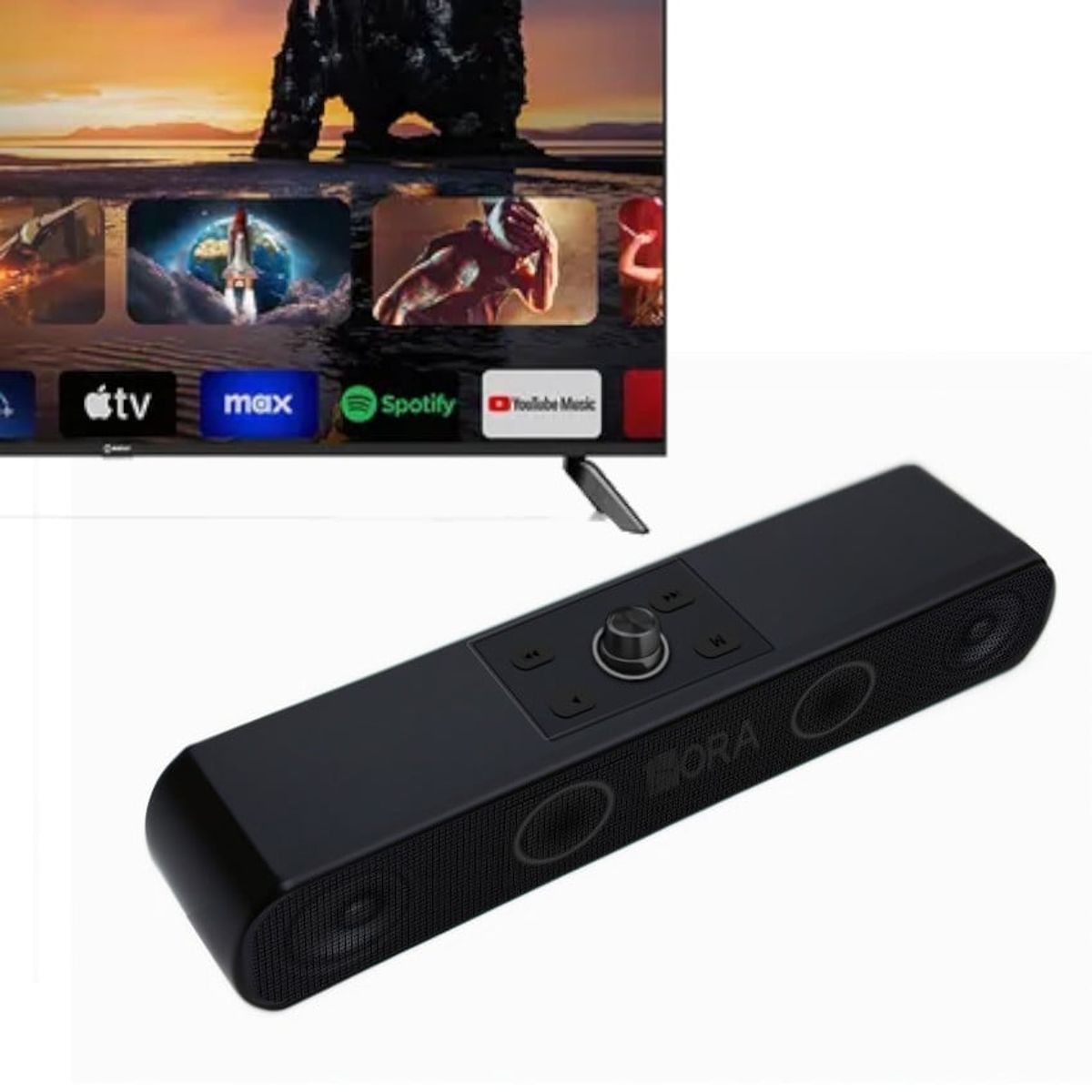 GENERICO - Barra Sonido PARLANTE Boton Retro Perilla Bluetoot RECARGABLE Rgb UsbC