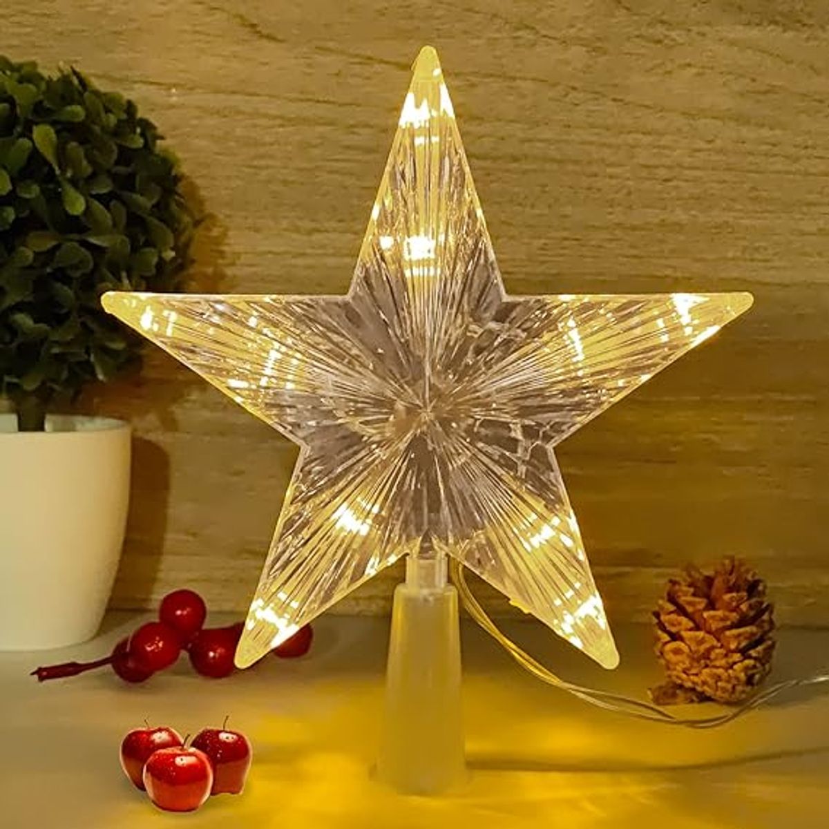 GENERICO - Estrella para Arbol de Navidad luz Led Blanca
