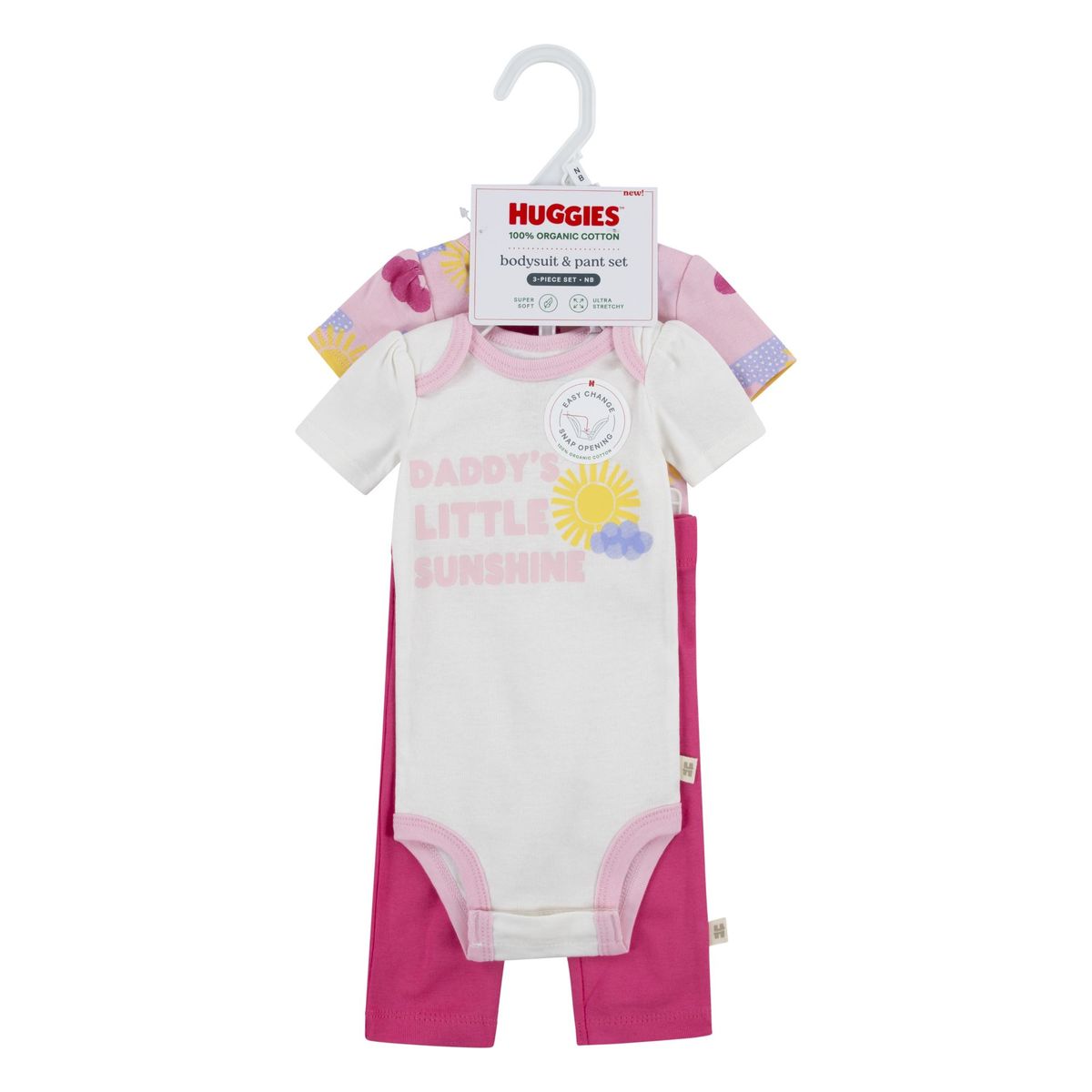 HUGGIES - Ropa de Bebé Huggies Conjunto 2 Bodies y Pantalón Niña Rosado Nuboso
