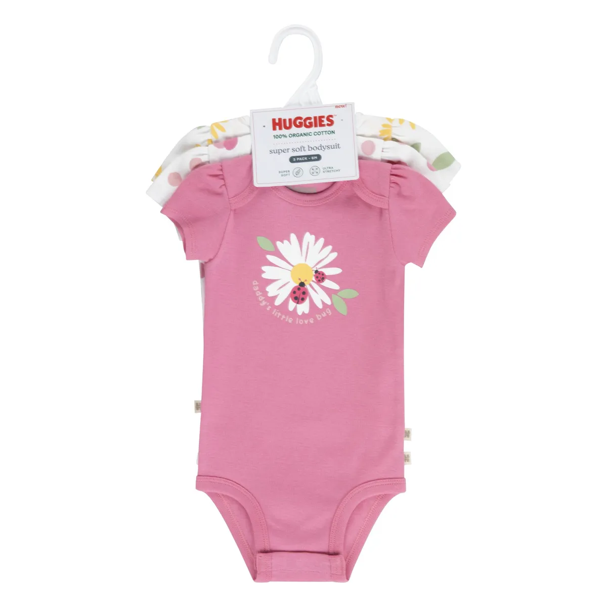 HUGGIES - Ropa de Bebé Huggies Pack de 3 Bodies Niña Rosado Aflorado