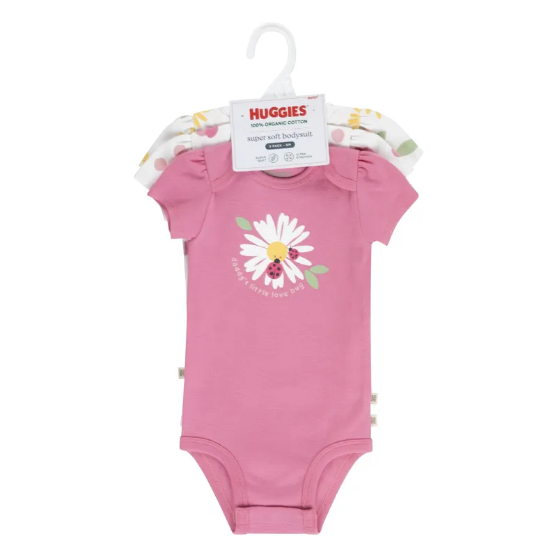 HUGGIES - Ropa de Bebé Huggies Pack de 3 Bodies Niña Rosado Aflorado