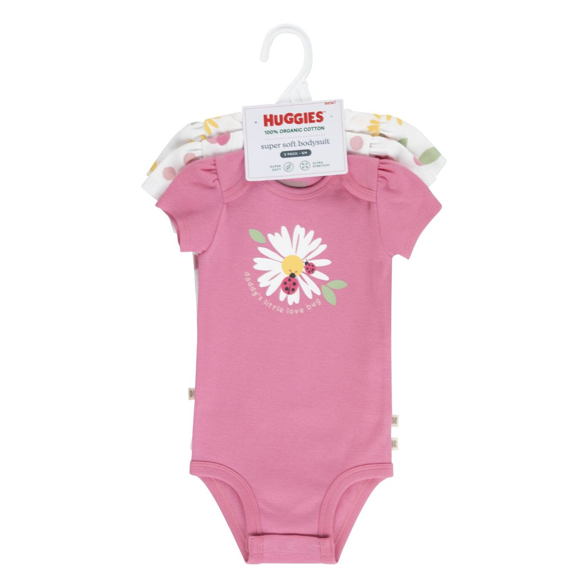 HUGGIES - Ropa de Bebé Huggies Pack de 3 Bodies Niña Rosado Aflorado