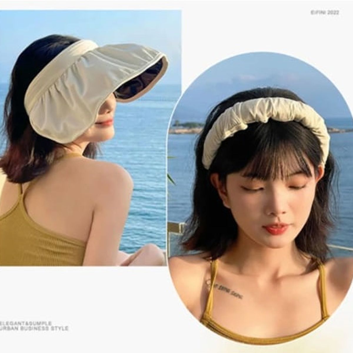 GENERICO - Visera Coreana Vincha para Mujer de Ala Ancha Gorro