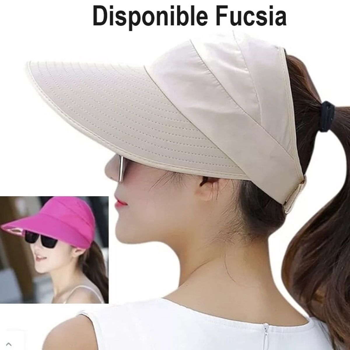 GENERICO - Visera Fucsia para Mujer de Ala Ancha Gorro
