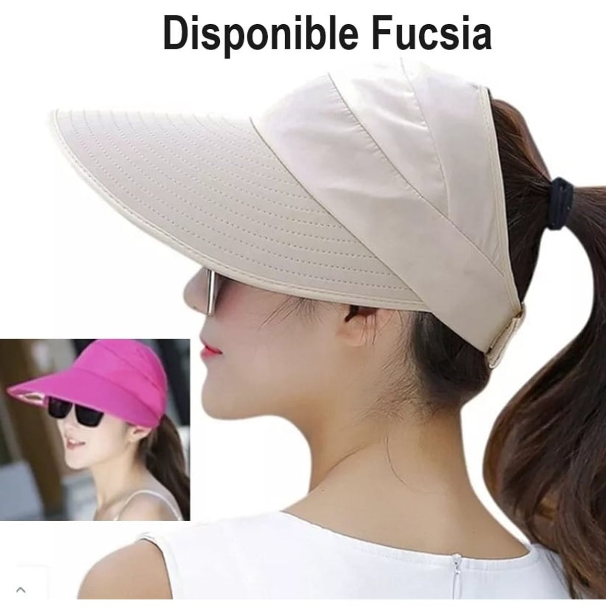 GENERICO - Visera Fucsia para Mujer de Ala Ancha Gorro