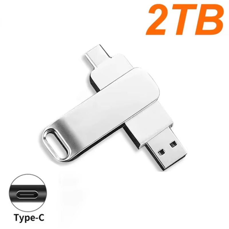 GENERICO - Memoria 2TB Flash USB 3.0 y USB C Windows Mac - Plata