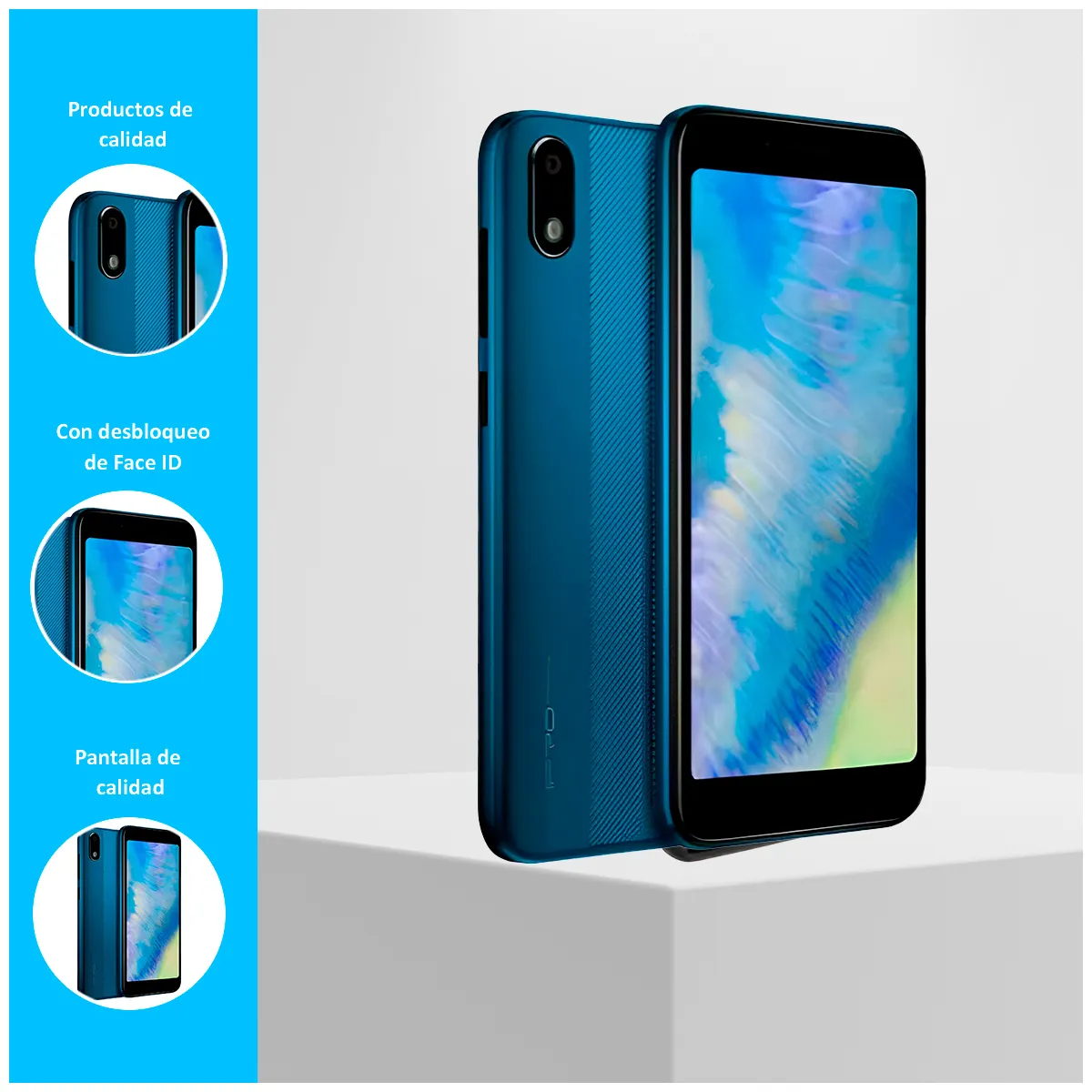 GENERICO - Smartphone Lesia C5 con desbloqueo facial celeste