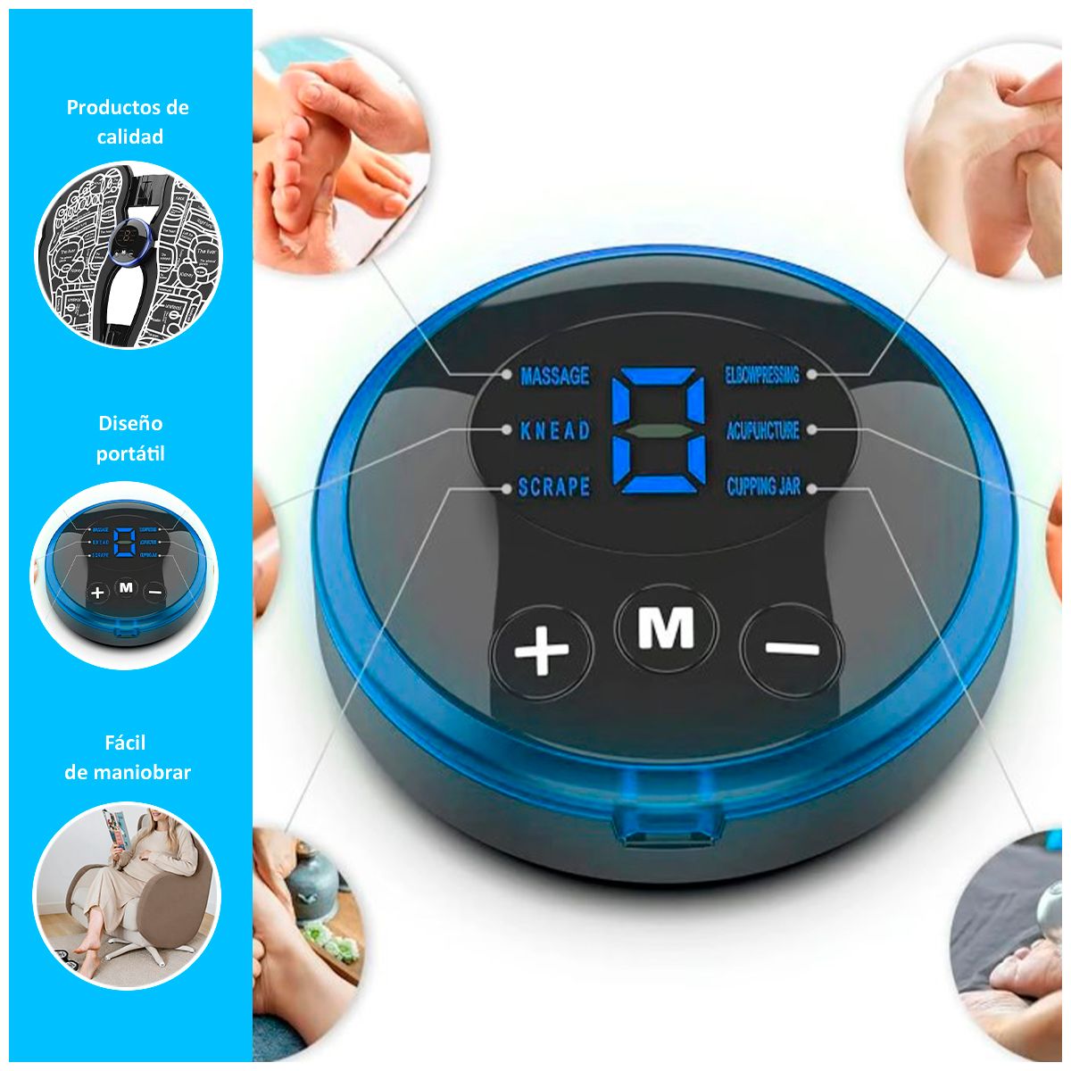 GENERICO - Eléctroestimulador Masajeador para Pies Plegable Recargable y Portátil