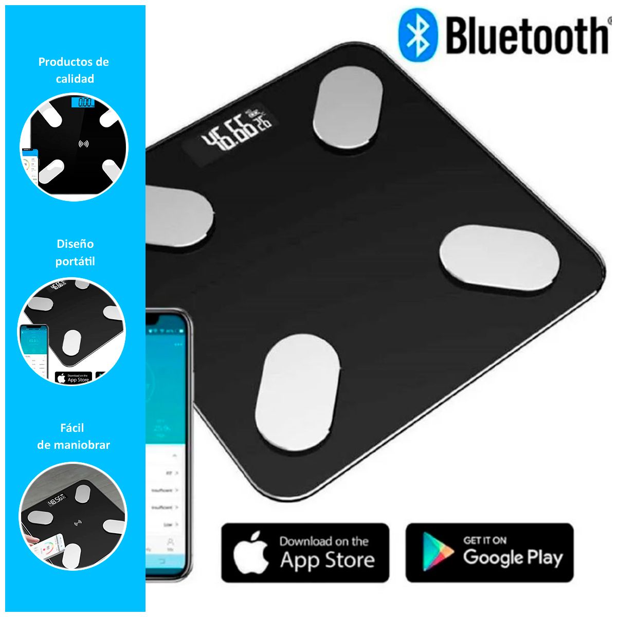 GENERICO - Balanza Smart Negro Hasta 160 Kg