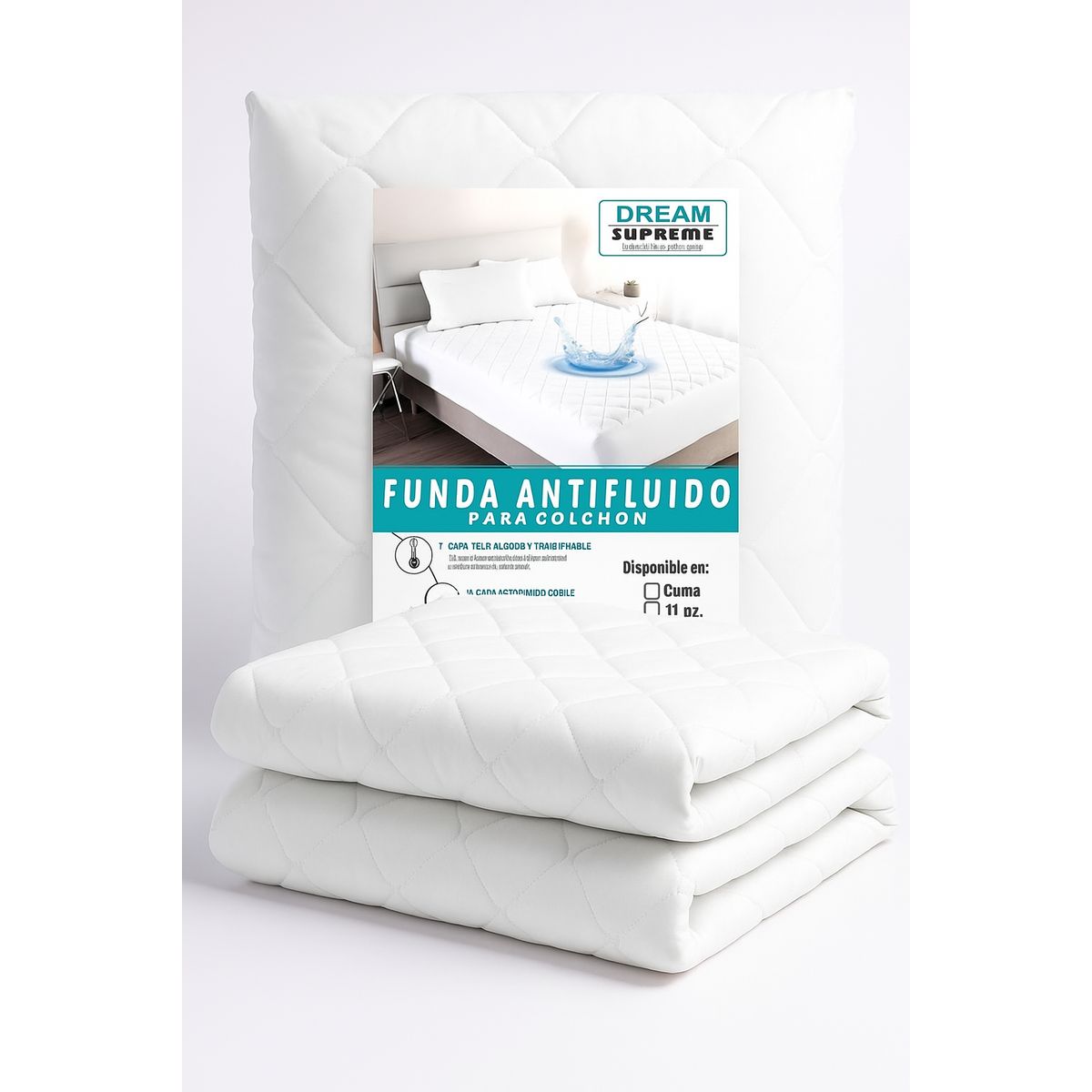 GENERICO - Protector de Colchón 2 PLAZAS IMPERMEABLE - ANTIÁCAROS - ACOLCHADO I DREAM SUPREME
