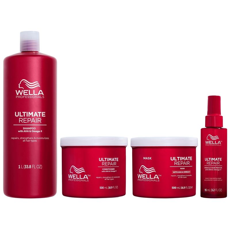 WELLA - Shampoo 1000ml Acondicionador Mascarilla Miracle Wella Ultimate Repair