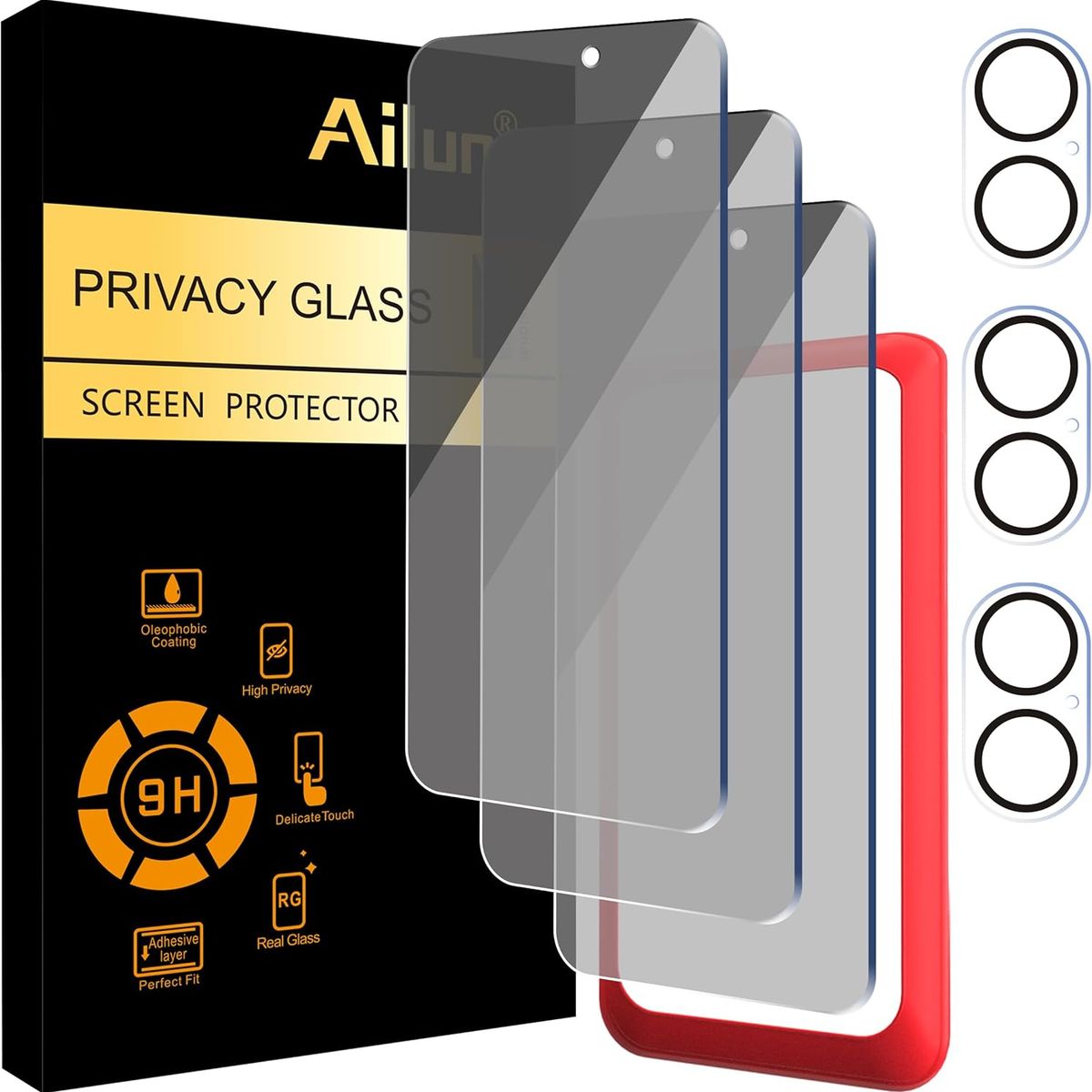 GENERICO - Mica Vidrio templado Anti espia y protector de camara x3 iPhone 16