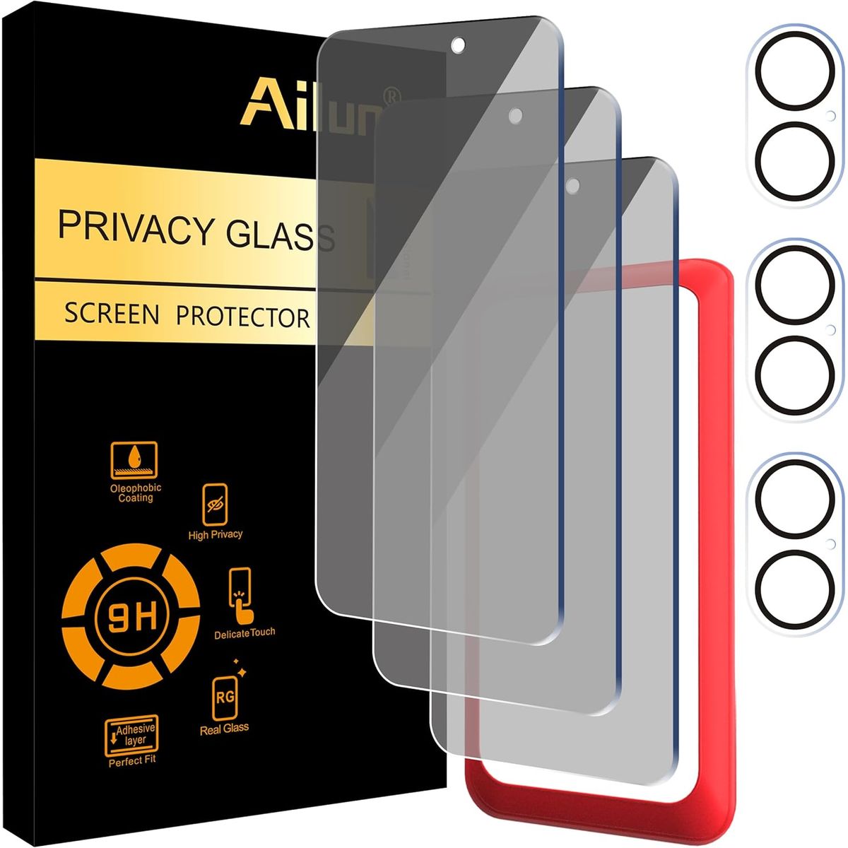 GENERICO - Mica Vidrio templado Anti espia y protector de camara x3 iPhone 16