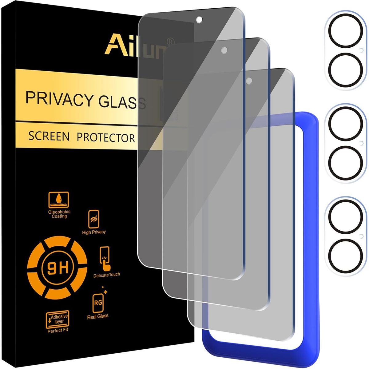 GENERICO - Mica Vidrio templado Anti espia+protector de camara x3 iPhone 16 plus