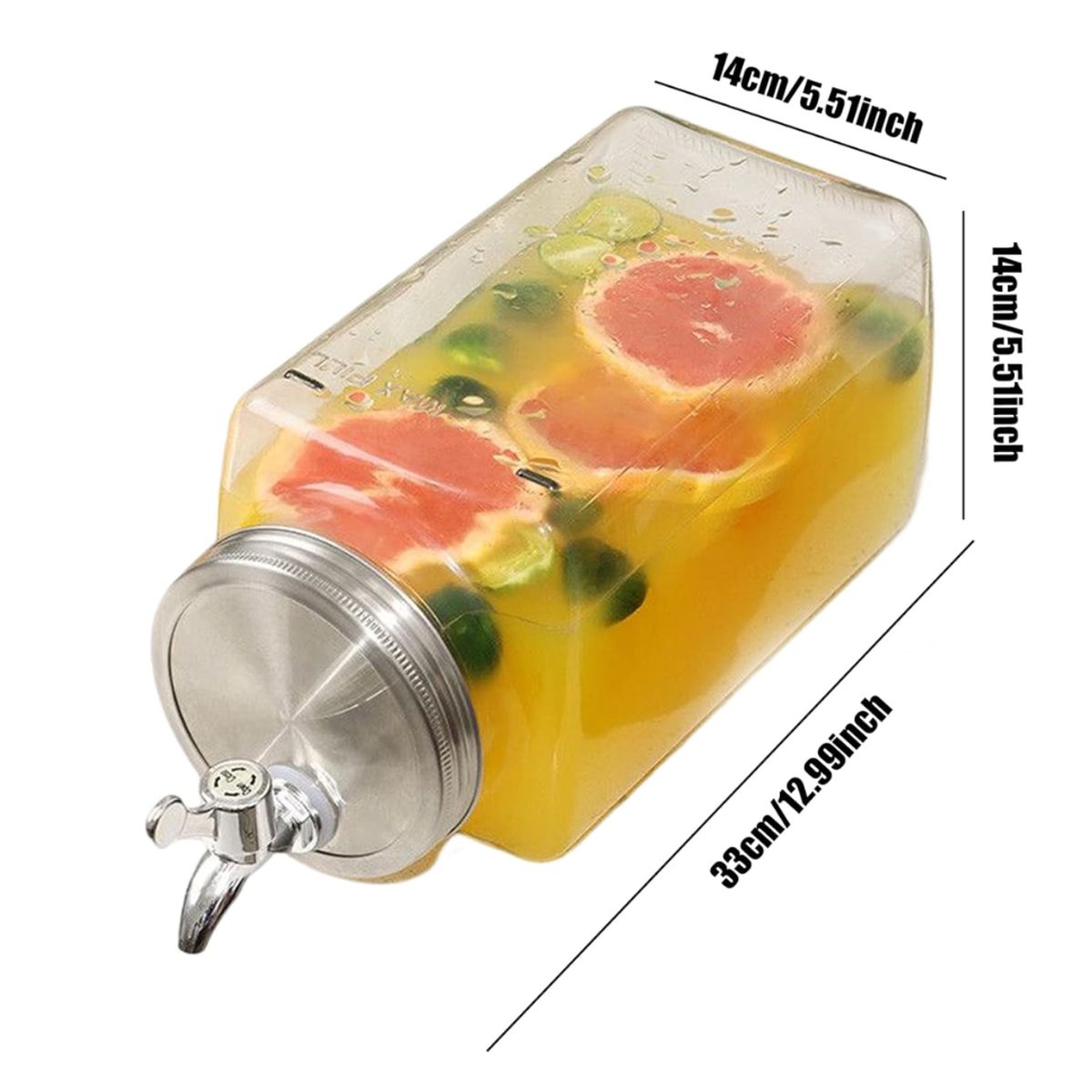 GENERICO - Dispensador de bebidas de vidrio de 3 litros