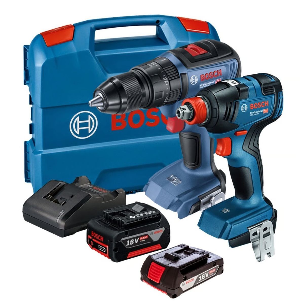 BOSCH - Taladro GSB 18V-50+ Llave de Impacto GDX 18V-200+ Baterias BOSCH