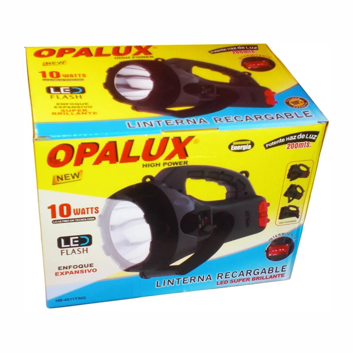 OPALUX - Linterna recargable LED potente 200 metros alcance HB-4011T